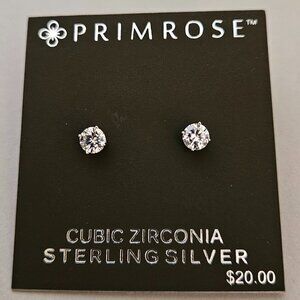 Free W/Any Purchas PRIMROSE Sterling Silver Round CZ Stud Earrings .5ct New